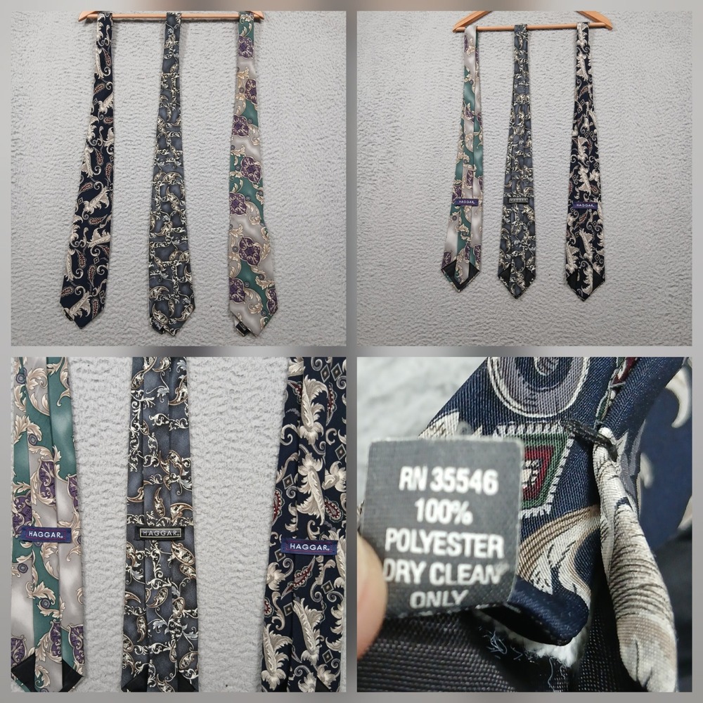 Haggar Paisley Neckties Lot of 3 Men's Classic Dress‎ Polyester